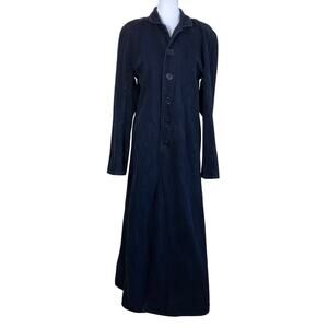 Red Balls On Fire Vtg Matrix Coat Trench Coat Mens Small Black Full Length